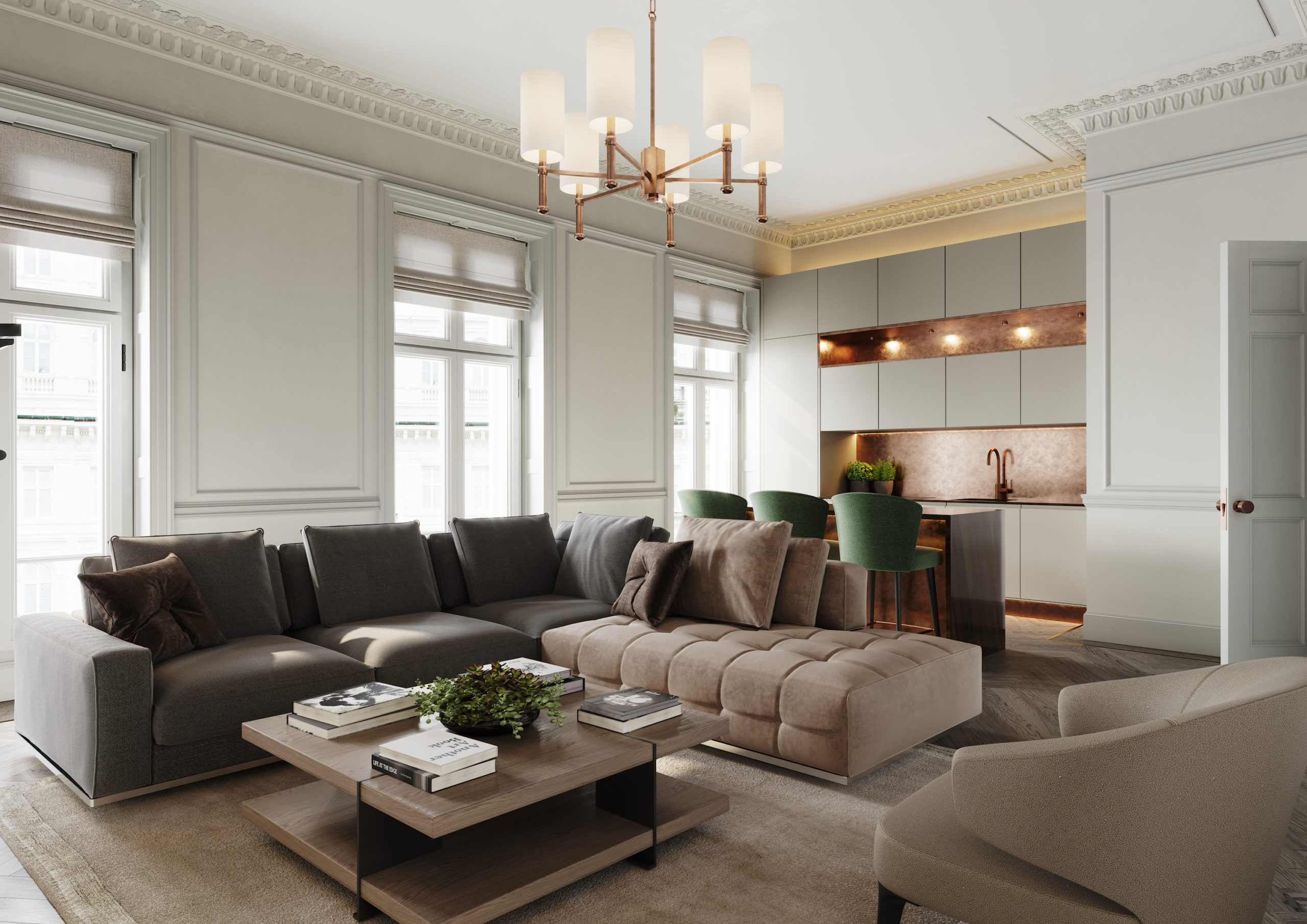 Belgravia Apartment - Living Room and Kitchen