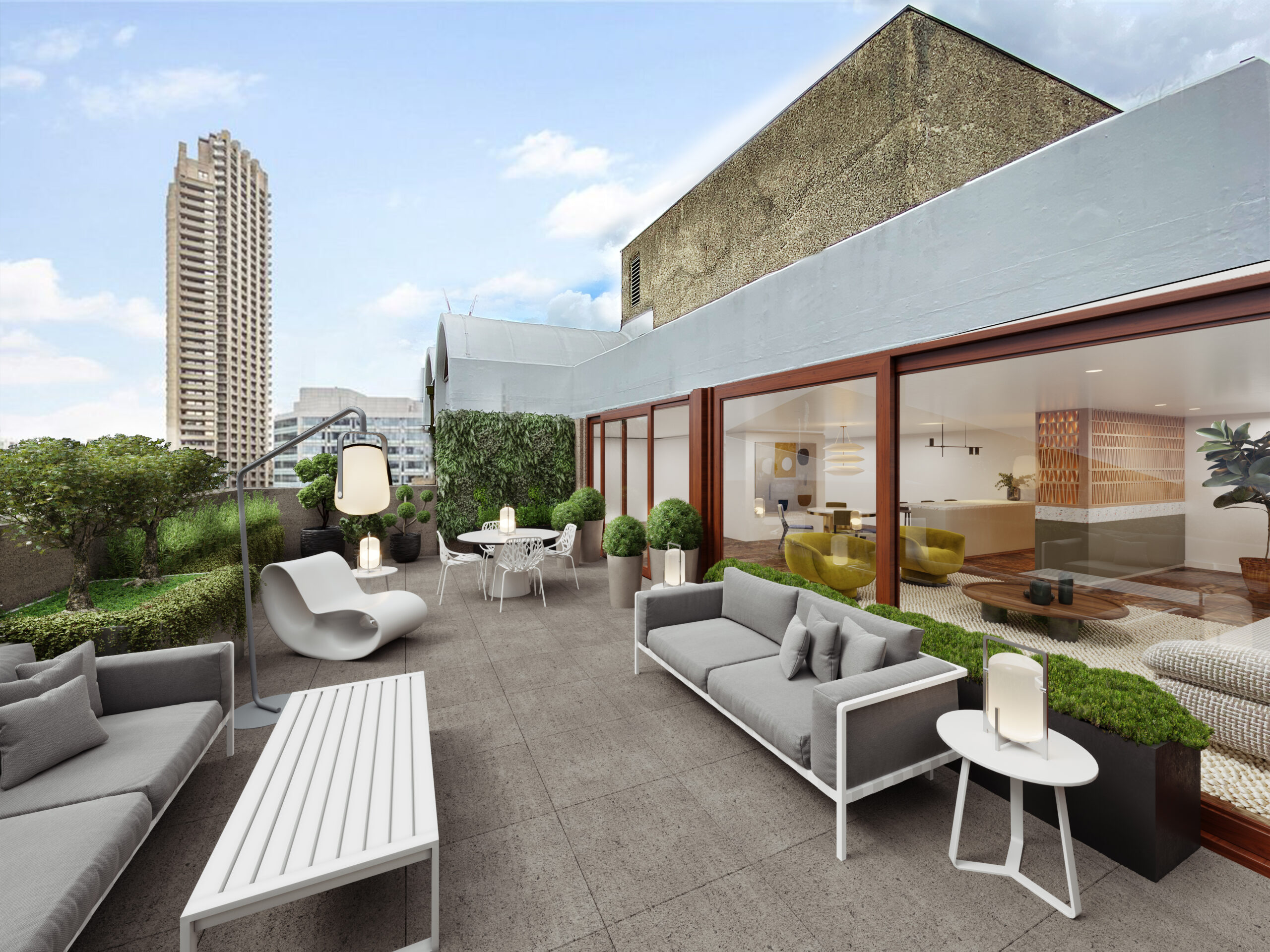 Barbican terrace with contemporary furniture - City Pied a Terre - LLI Design