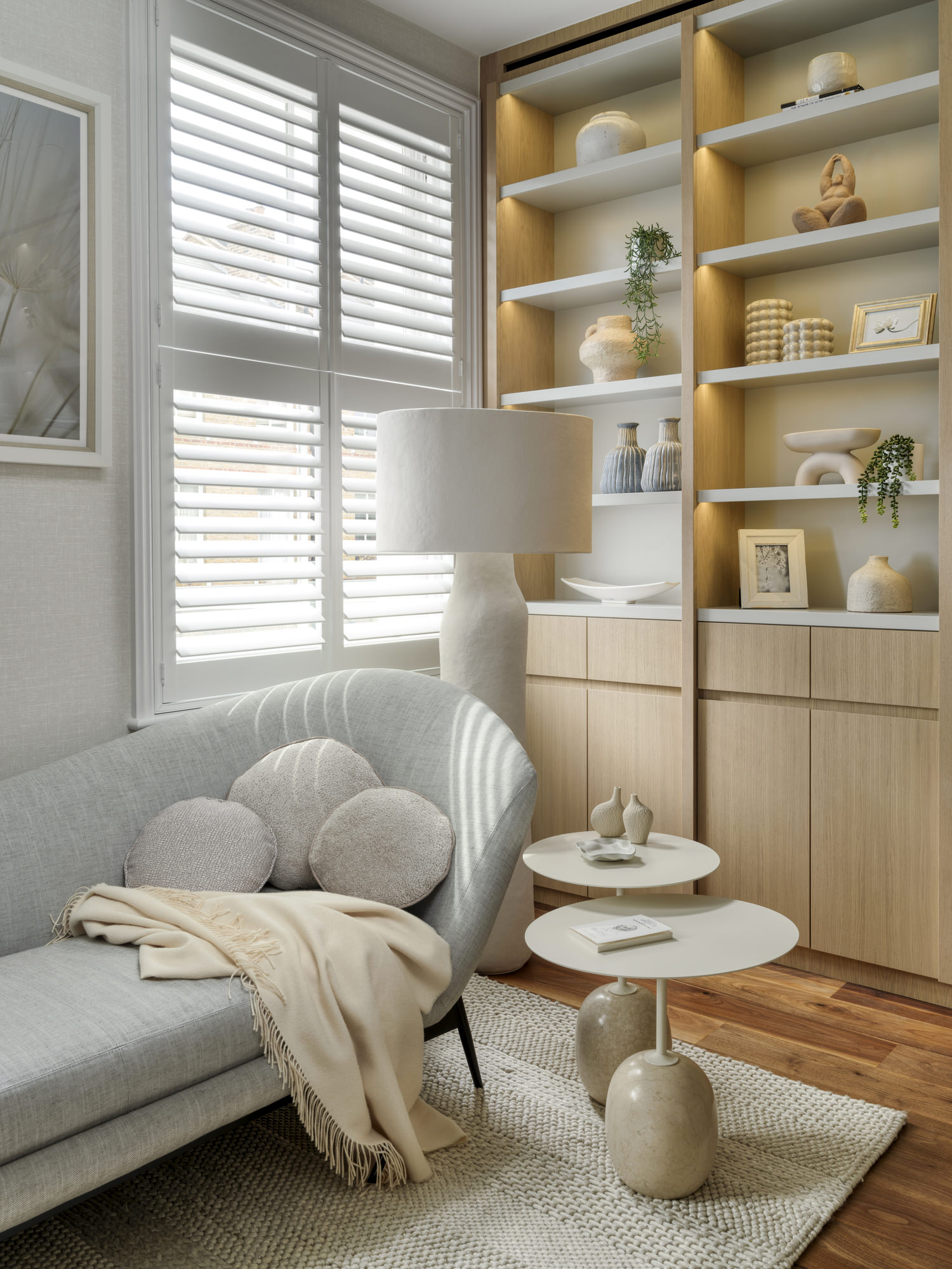 Chelsea Townhouse - LLI Design - Home Office - Joinery + Sofa Detail