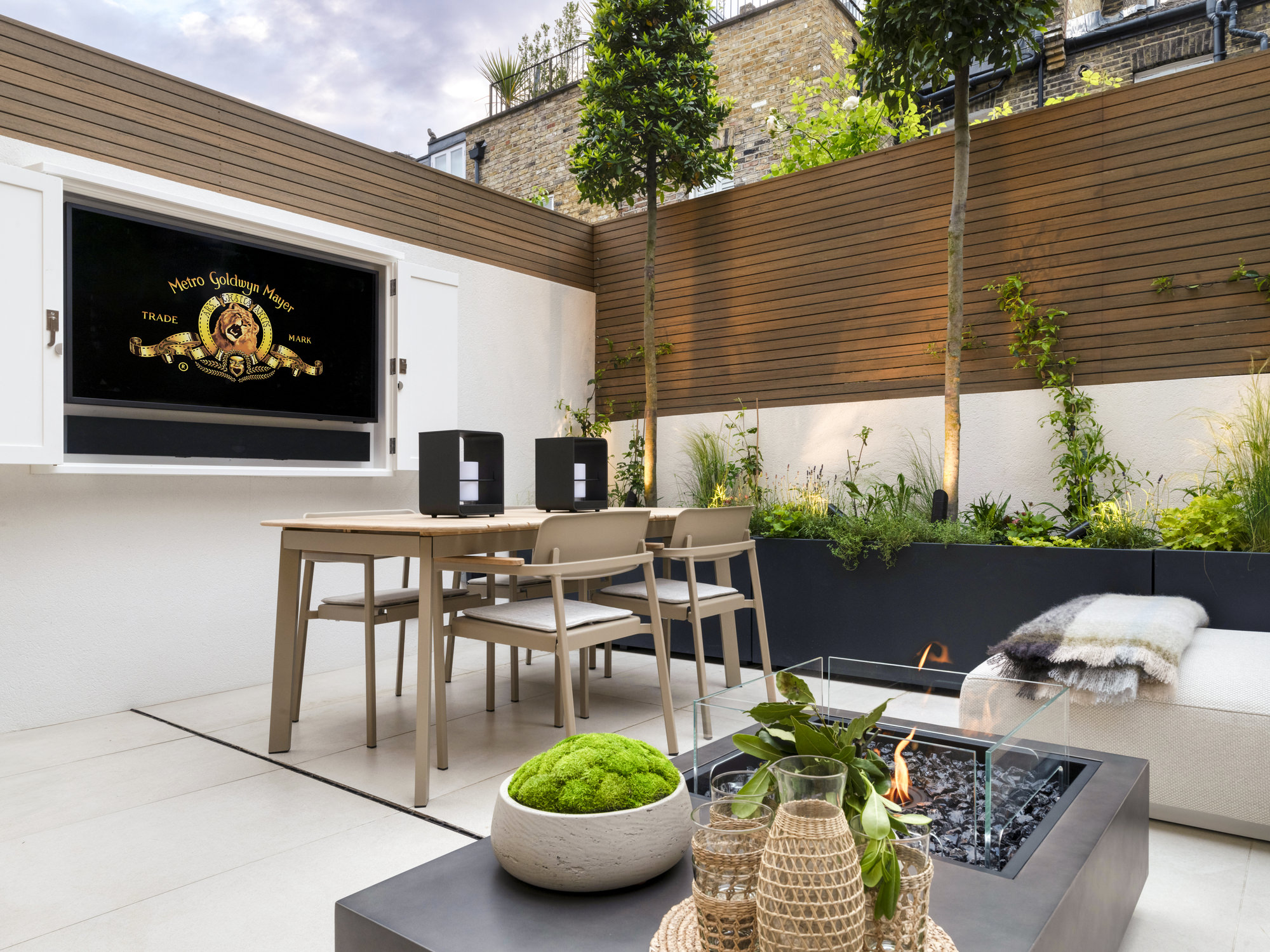 Chelsea Townhouse - LLI Design - External Terrace - Overview 2 - With outdoor TV