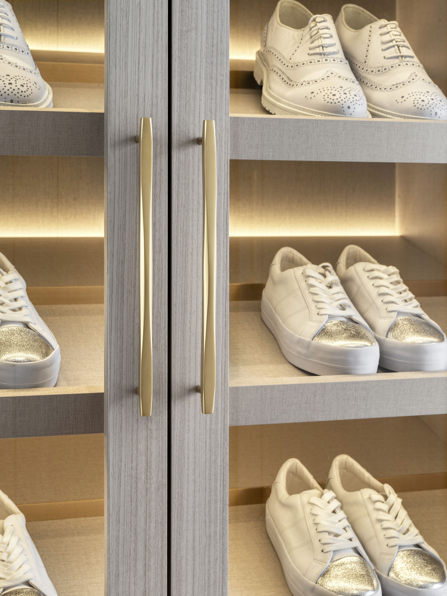 Chelsea Townhouse - LLI Design - Master Dressing Room - Shoe Storage Detail