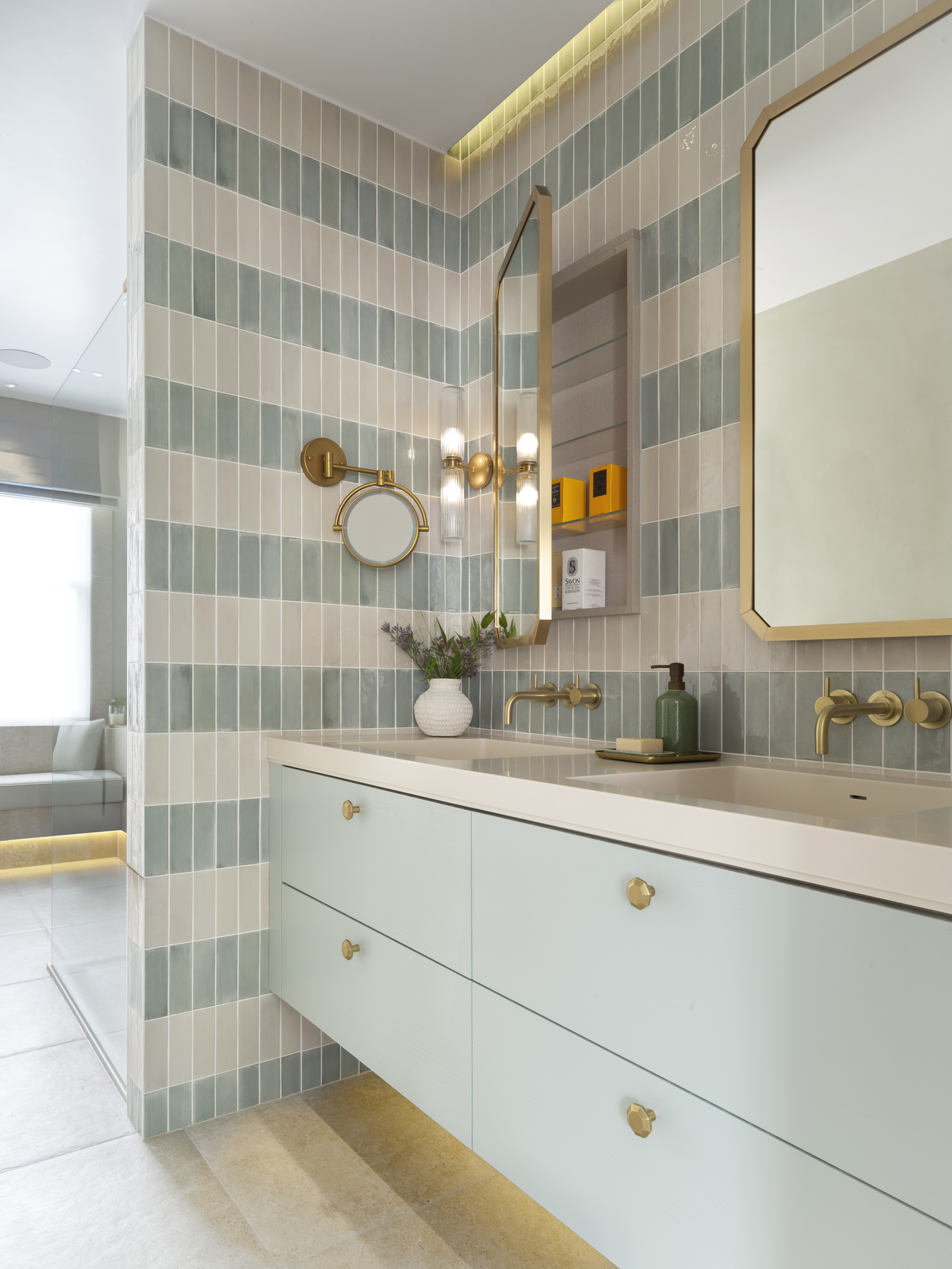 Chelsea Townhouse - LLI Design - Master Ensuite - Vanity - Mirror Open
